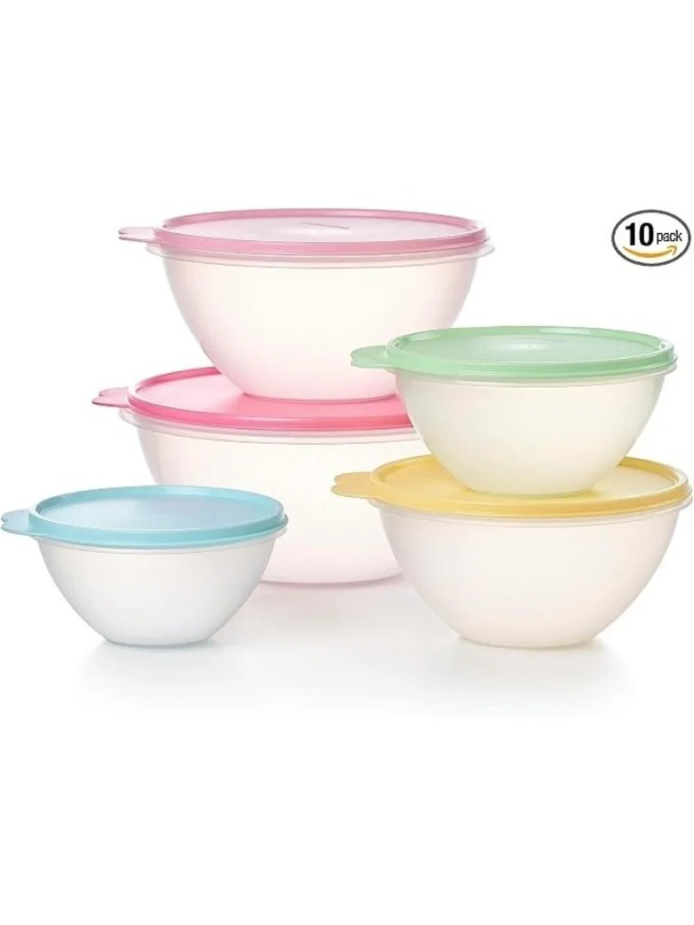 Tupperware Wonderlier 10-Piece Vintage Pastel Set (5 Bowls + 5 Lids)